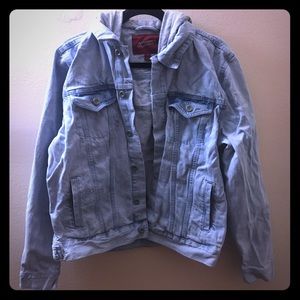 ❄️ Light blue denim jacket jean hooded medium ❄️